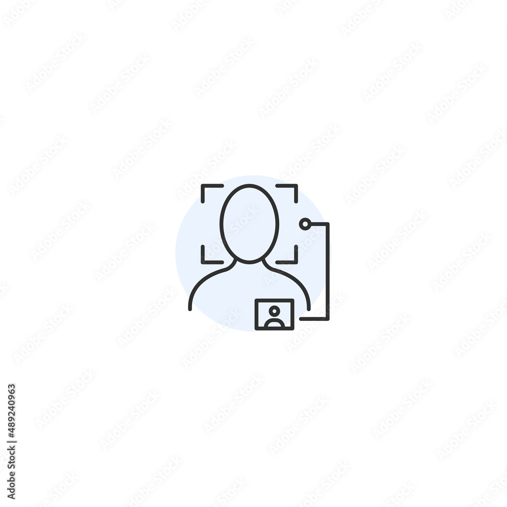Face id scan biometric authentication line icon. Virification scan technology Face id scan biometric authentication line icon. Virification scan technology
