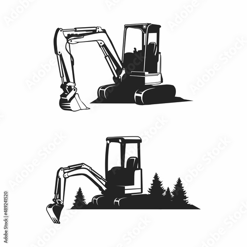 mini excavator silhouette photo