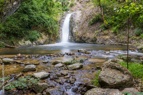 A famous travel spot, Chae Son Waterfall in Chae Son National Park in Lampang, Northern of Thailand