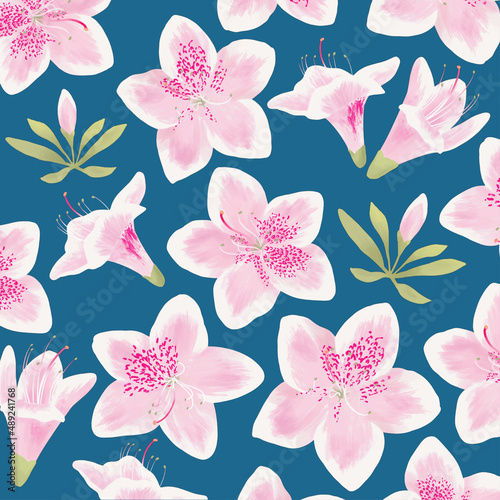Vector pink flowers pattern with editable background