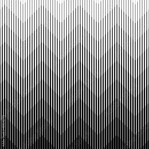 Geometric seamless border. Gradient pattern. Halftone linear texture. Abstract line gradation for design prints. Modern intricate lattice. Black simple patern on white background. Vector illustration