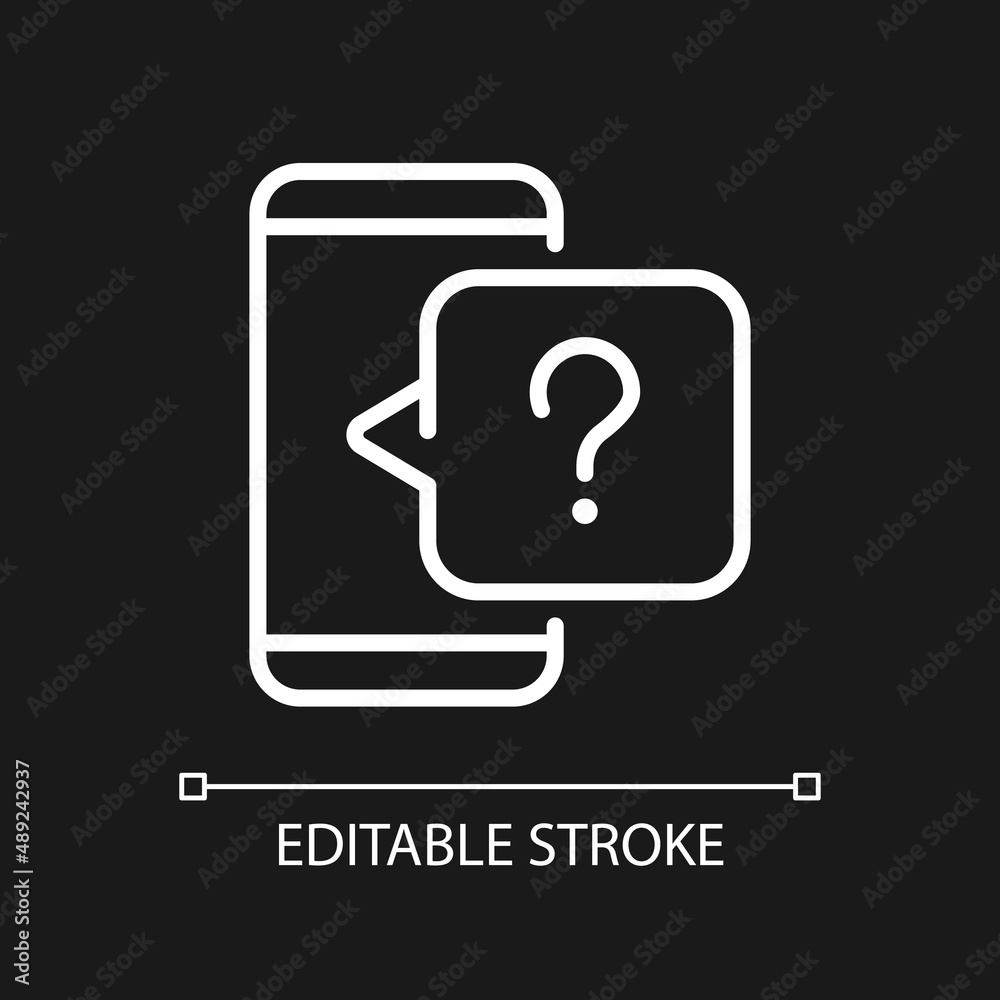 Phone question white linear icon for dark theme Phone question white linear icon for dark theme