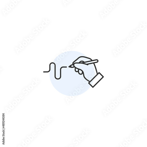 Electronic signature line icon. Hand contract transaction