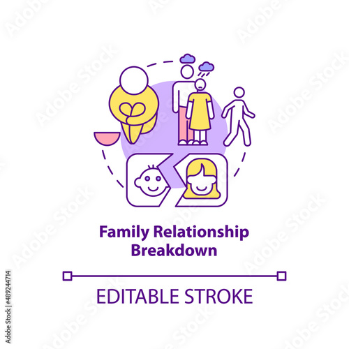 Family relationship breakdown concept icon