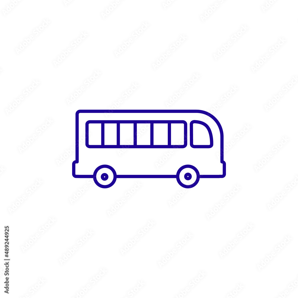 Bus transport people public tour line icon. School car tourism