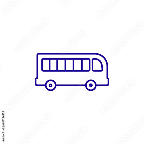 Bus transport people public tour line icon. School car tourism