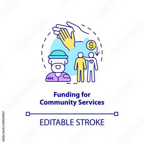 Funding for community services concept icon