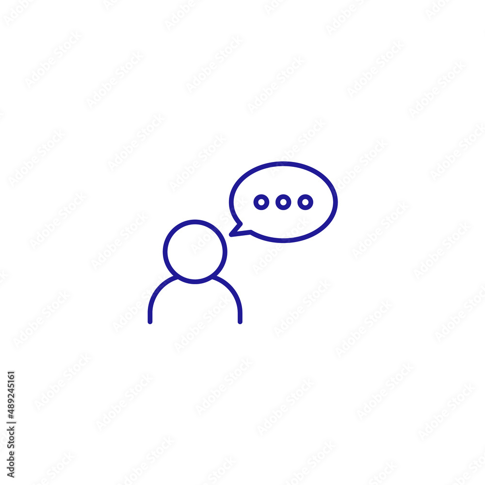 Speak voice person line icon. Man speech talk sound Speak voice person line icon. Man speech talk sound