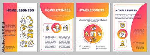 Homelessness problem red gradient brochure template