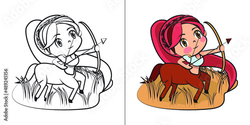 Zodiac sign of Sagittarius cute girl illustration vector November 22 December 21