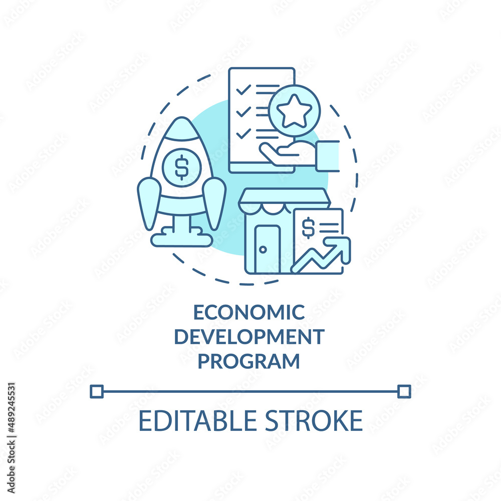 Economic development program turquoise concept icon Economic development program turquoise concept icon