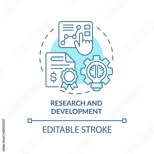 Research and development turquoise concept icon