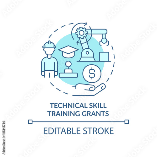 Technical skill training grants turquoise concept icon