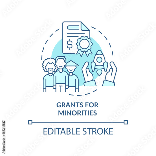 Grants for minorities turquoise concept icon