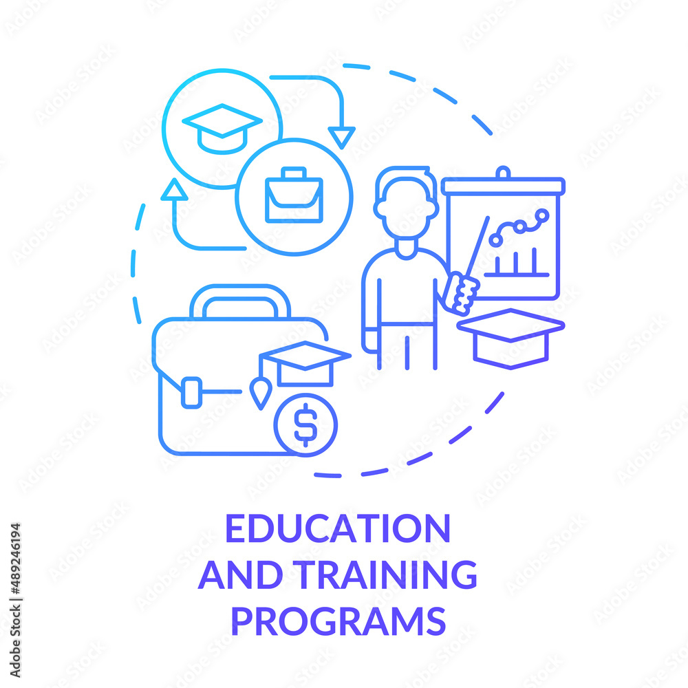 Education and training programs blue gradient concept icon Education and training programs blue gradient concept icon