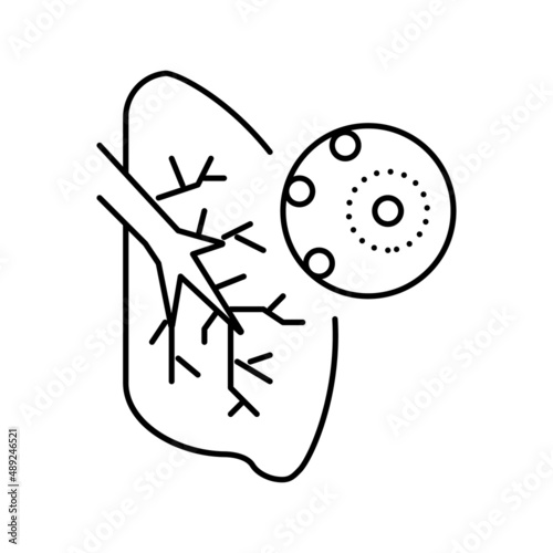 infection and virus of lungs line icon vector illustration