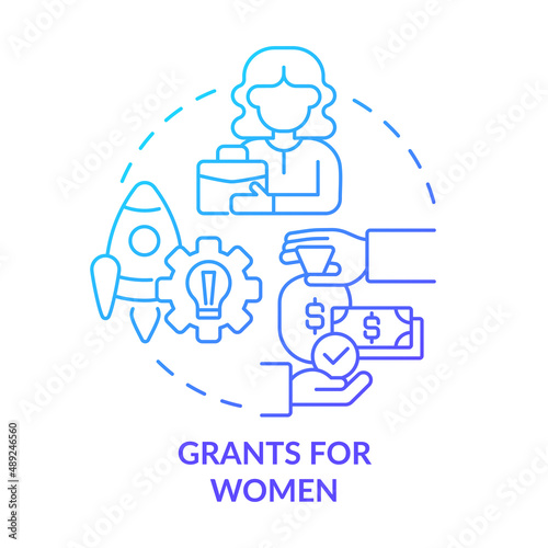 Grants for women blue gradient concept icon