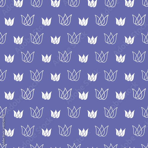 Very peri lotus flower seamless pattern print