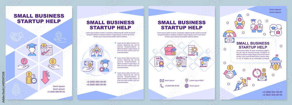 Small business startup help purple brochure template