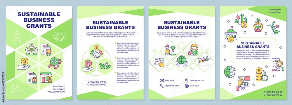 Sustainable business grants green brochure template