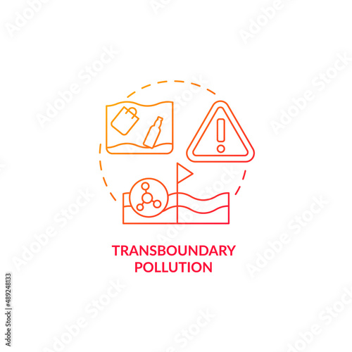 Transboundary pollution red gradient concept icon. Water contamination category abstract idea thin line illustration. Harmful consequences. Isolated outline drawing. Myriad Pro-Bold font used