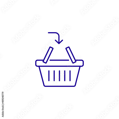 Basket shop market line icon. Buy grocery bag hypermarket