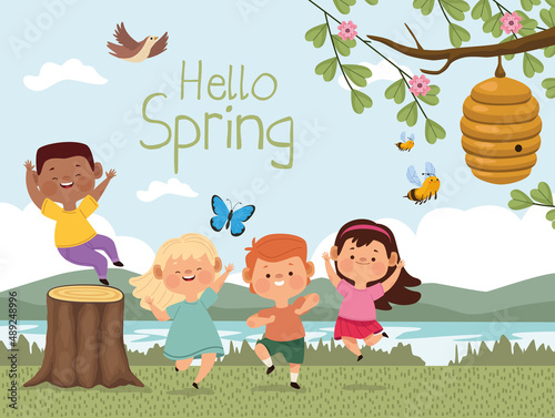 hello spring and kids