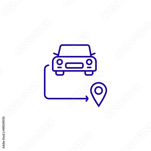 Location pin navigation line icon. Tourism travel route vector path gps pin icon 