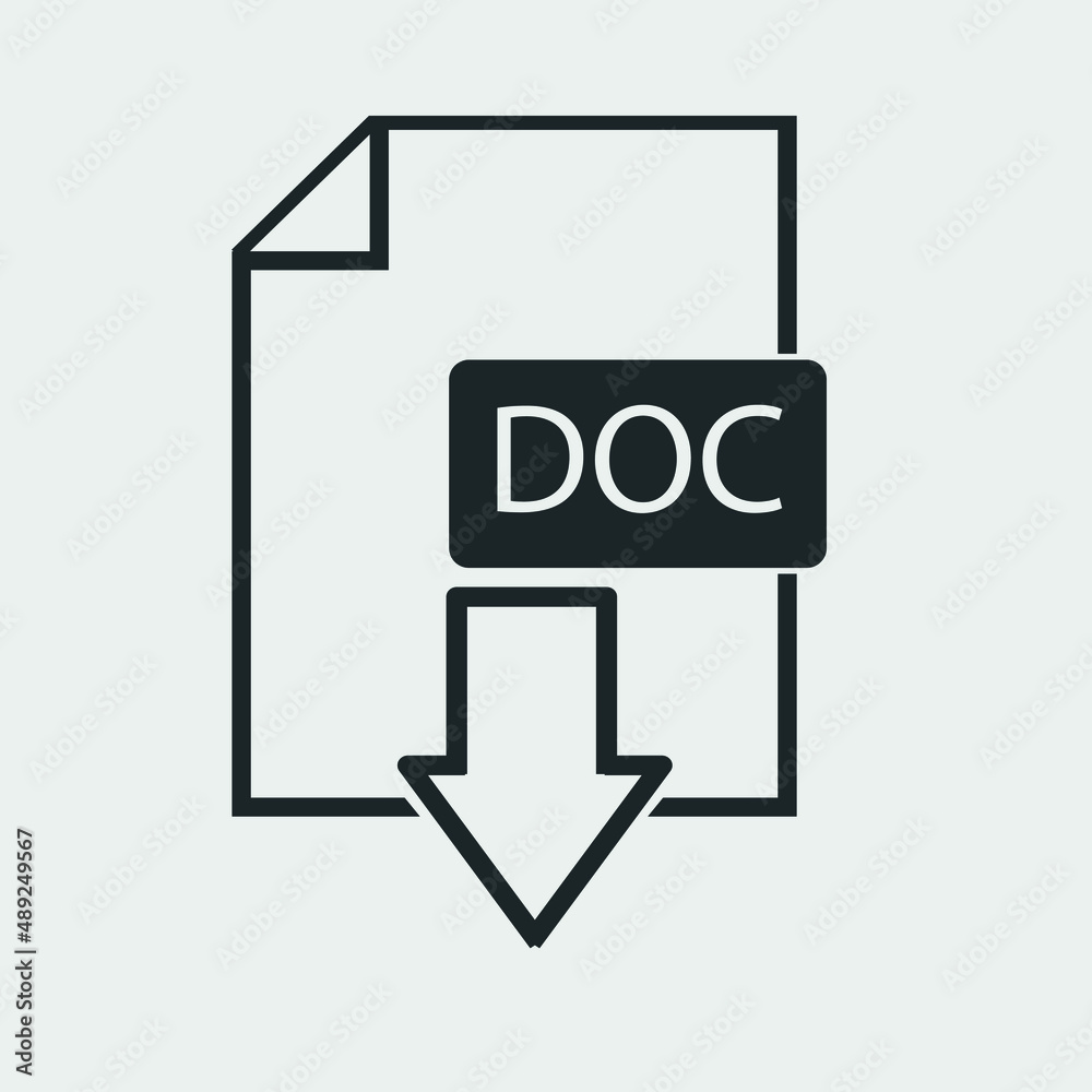 Doc format vector icon solid grey Doc format vector icon solid grey