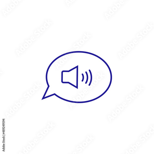 Announce megaphone speak line icon. Bullhorn speaker noise message