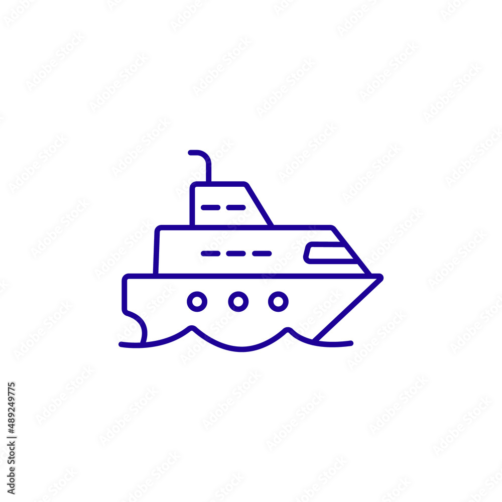 Yacht cruise water ship line icon. Marine luxury cruiser voyage Yacht cruise water ship line icon. Marine luxury cruiser voyage