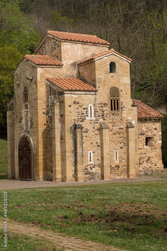Church in the village. San Miguel de Lillo, Oviedo, Asturias 