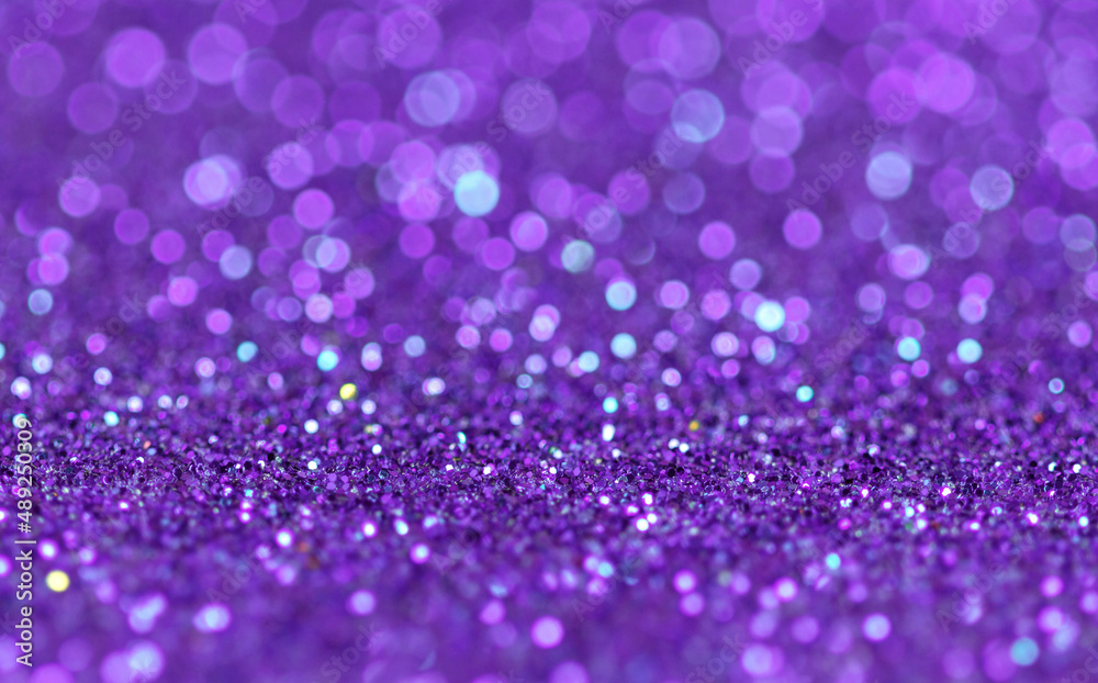 Beautiful Purple Glitter Bokeh Texture, Closeup Photography
