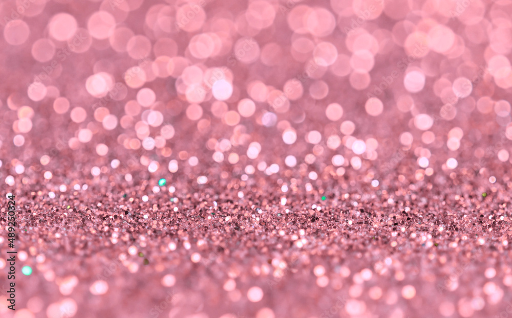 Beautiful Rose Gold Glitter Bokeh Texture, Closeup Photography