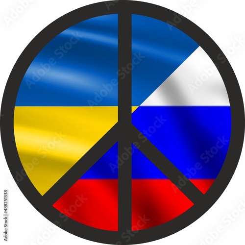 War between Russia and Ukraine. Peace sign. A call to peace. No war.