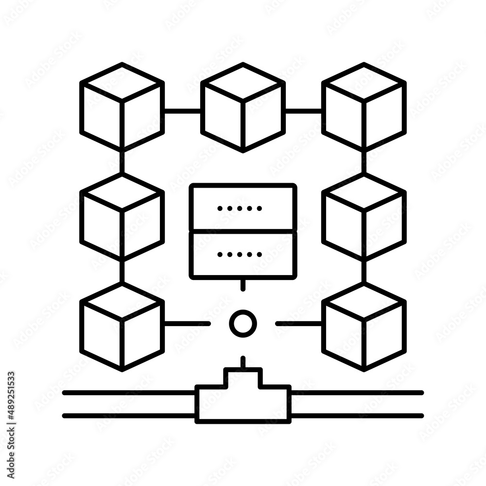 data system line icon vector illustration