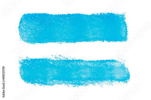 set of blue watercolor strokes isolated on white background. paint roller trace