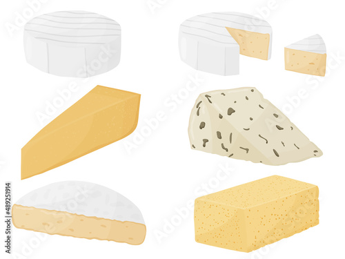 Soft cheese block set. Farm market product for label, poster, icon, packaging.