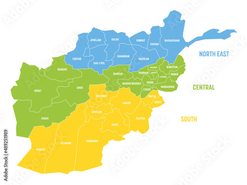 Obraz na plátně Afghanistan - regional map of provinces