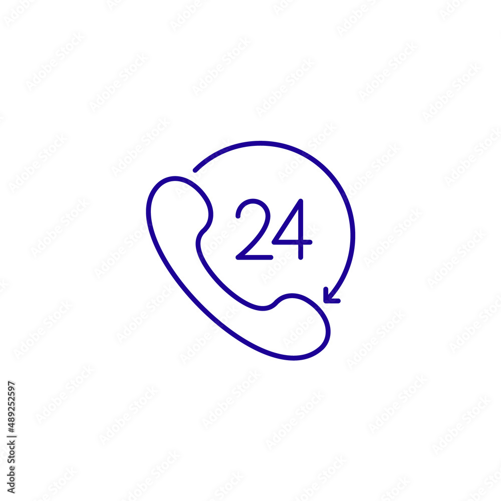 Hotline 24 phone line icon. 24h 7 phone business support call Hotline 24 phone line icon. 24h 7 phone business support call