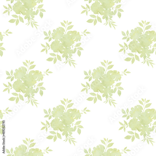 Seamless botanical pattern  silhouette of a bouquet of flowers. Watercolor texture of flowers silhouette for design  ready-made seamless background with delicate flowers.
