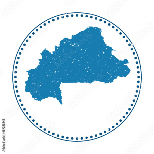 Burkina Faso sticker. Travel rubber stamp with a map of the country, vector illustration. Can be used as an insignia, logotype, label, sticker, or badge of Burkina Faso.