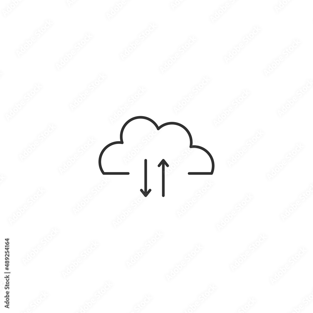 Cloud lock database line icon. Computing data download save Cloud lock database line icon. Computing data download save