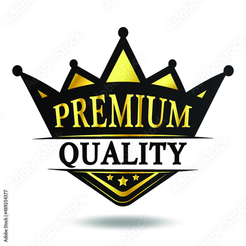 Premium quality logo, label, badge. emblem with a golden crown.