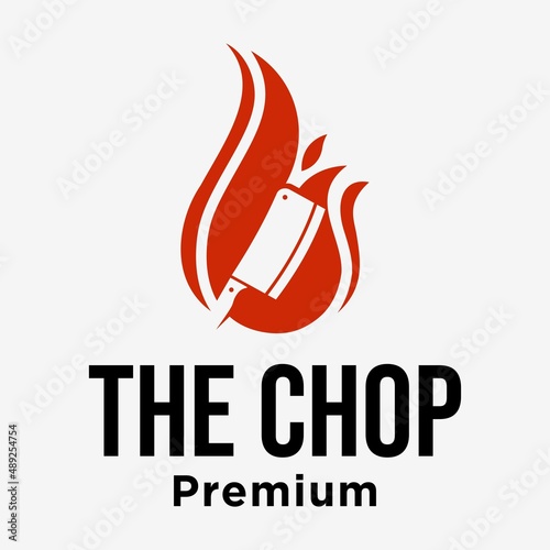 Knife Chop with fire logo vector illustration