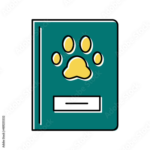 pet passport color icon vector flat illustration