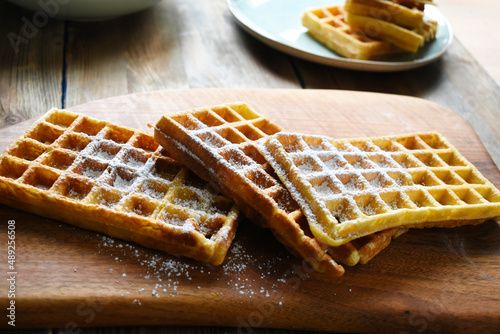 Belgian waffles with cherries