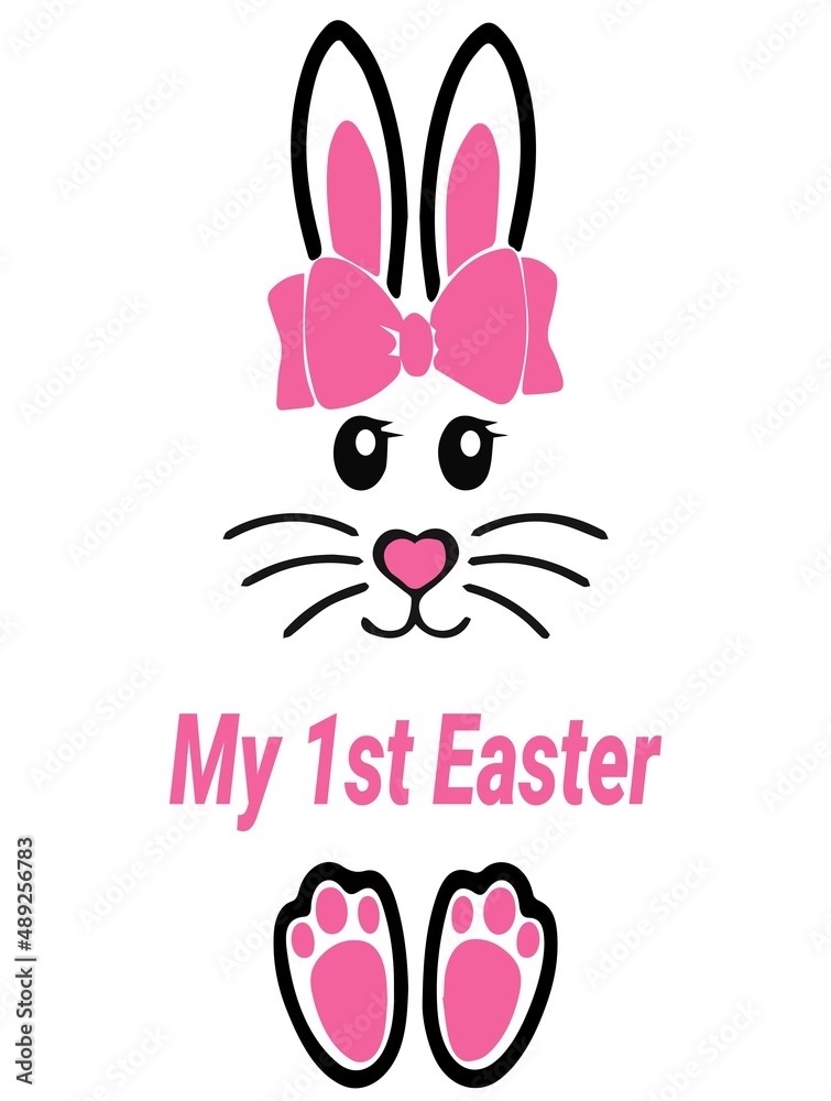 Fototapeta premium My first (1) Easter - hand drawn modern calligraphy design vector illustration.