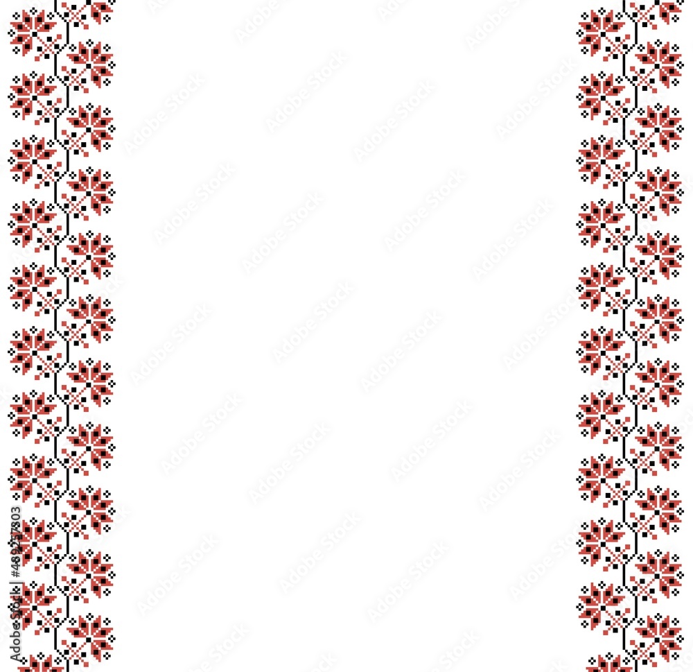 Ethnic national ornament frame. Red and black slavic textile decoration. Ethnic national ornament frame. Red and black slavic textile decoration.
