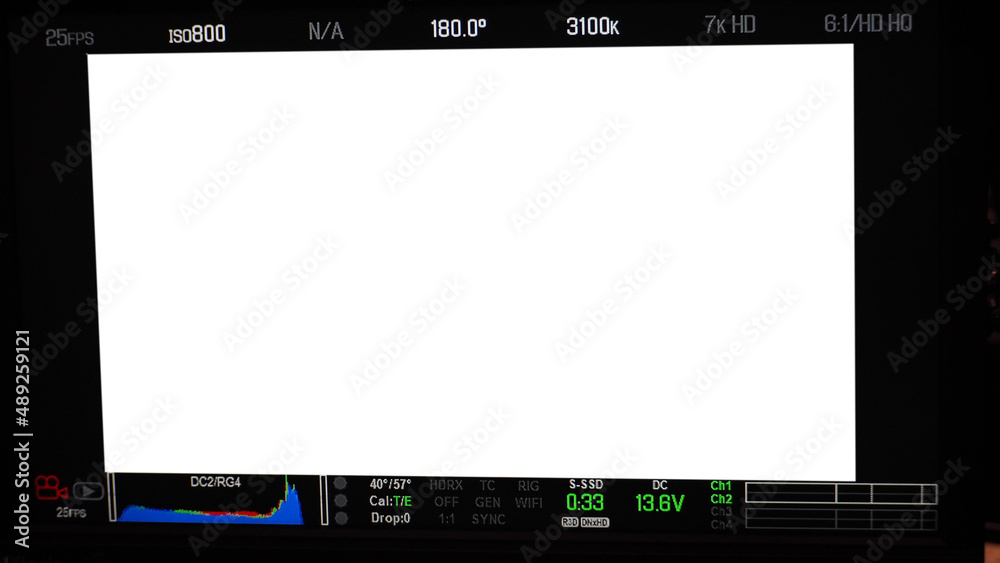 Video recording interface. VDO production recording camera viewfinder